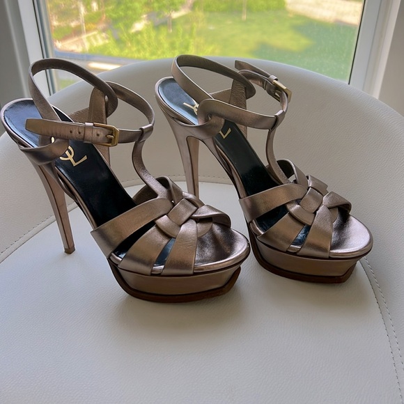 Yves Saint Laurent Shoes - Ysl tribute rose gold heel platform